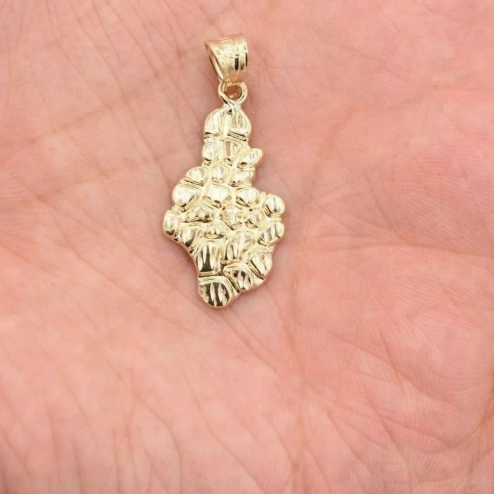 10K Solid Yellow Gold Nugget Pendant